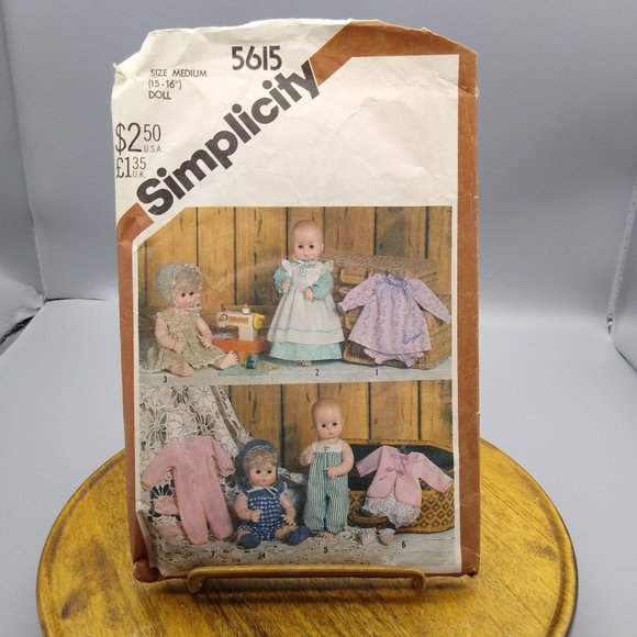 Vintage Craft Sewing PATTERN Simplicity 5615, Clothes for 16in 18in Dolls - Picture 1 of 3